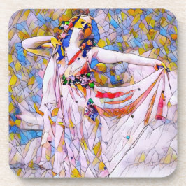 Glas in lood danser in vloeiende kleding bier onderzetter