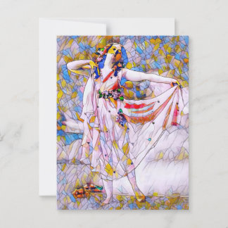 Glas in lood danser in vloeiende kleding briefkaart