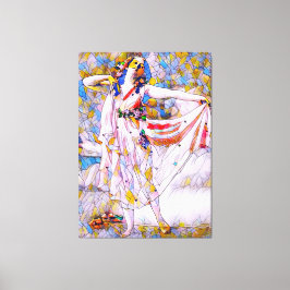 Glas in lood danser in vloeiende kleding canvas afdruk