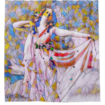 Glas in lood danser in vloeiende kleding