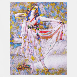 Glas in lood danser in vloeiende kleding fleece deken