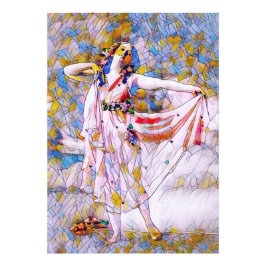 Glas in lood danser in vloeiende kleding foto afdruk