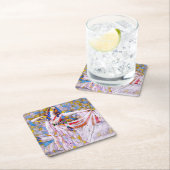 Glas in lood danser in vloeiende kleding kartonnen onderzetters (Insitu)