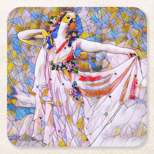 Glas in lood danser in vloeiende kleding kartonnen onderzetters (Voorkant)