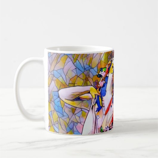 Glas in lood danser in vloeiende kleding koffiemok (Links)