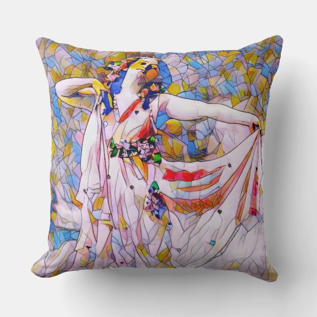 Glas in lood danser in vloeiende kleding kussen (Voorkant)