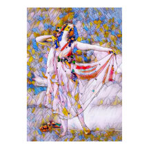 Glas in lood danser in vloeiende kleding