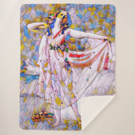 Glas in lood danser in vloeiende kleding sherpa deken