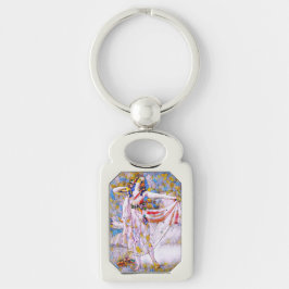 Glas in lood danser in vloeiende kleding sleutelhanger