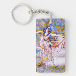 Glas in lood danser in vloeiende kleding sleutelhanger