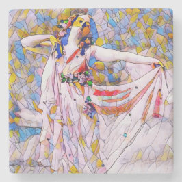 Glas in lood danser in vloeiende kleding stenen onderzetter