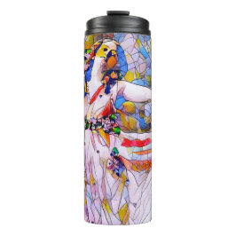 Glas in lood danser in vloeiende kleding thermosbeker