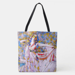 Glas in lood danser in vloeiende kleding tote bag