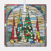 Glas in lood decoratieve kerstbomen ornament (Voorkant)