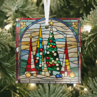 Glas in lood decoratieve kerstbomen ornament