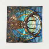 Glas in lood Deer Art Tapestry Wandkleed (Voorkant (horizontaal))