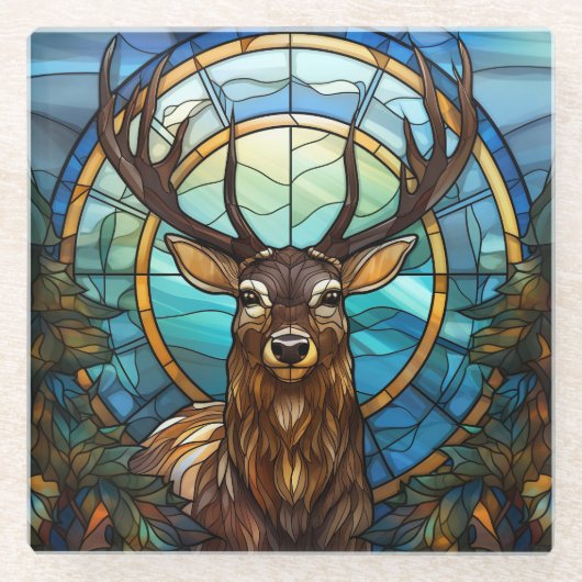 Glas in lood Deer Onderzetter (Voorkant)