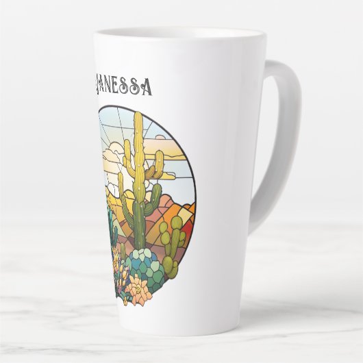 Glas in lood Desert gepersonaliseerd Latte Mok (Rechterhoek)