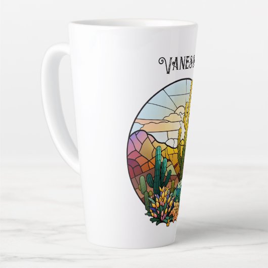 Glas in lood Desert gepersonaliseerd Latte Mok (Linkerhoek)