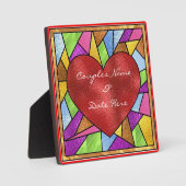 Glas in lood Design Heart Wedding Plaque Gifts Fotoplaat (Voorkant)