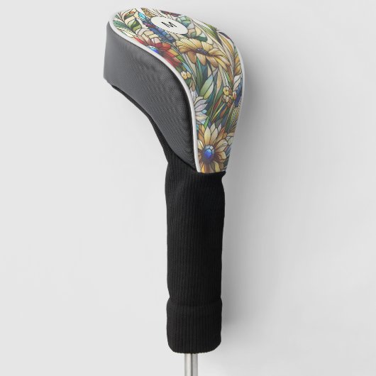 Glas in lood Design Wildflowers Veldmonogram Golfheadcover (Schuin)