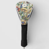 Glas in lood Design Wildflowers Veldmonogram Golfheadcover (Voorkant)