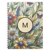 Glas in lood Design Wildflowers Veldmonogram Notitieboek (Voorkant)