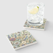 Glas in lood Design Wildflowers Veldmonogram Stenen Onderzetter (Zijkant)