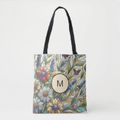 Glas in lood Design Wildflowers Veldmonogram Tote Bag (Voorkant)