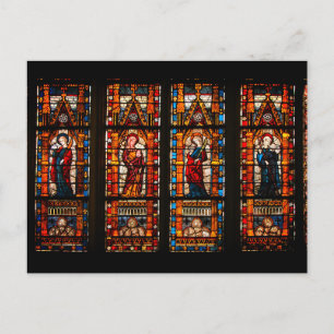 Glas in lood detail, kathedraal van Troyes Briefkaart
