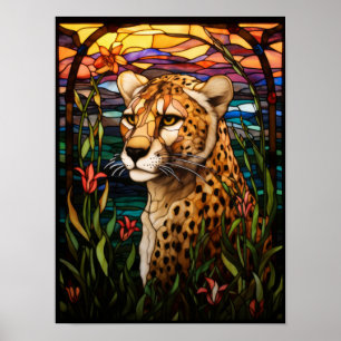 Glas-in-lood Dierentuin Jachtluipaard Poster