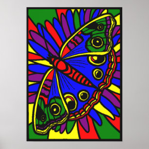 Glas in lood Digital Art Butterfly Poster Print