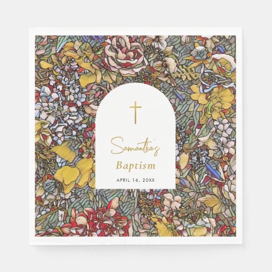 Glas in lood doopdoop gunst servet (Voorkant)