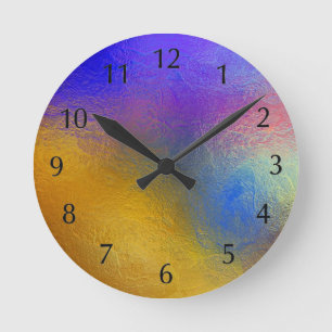 Glas in lood, doorzichtig kleurrijk glanzend venst ronde klok