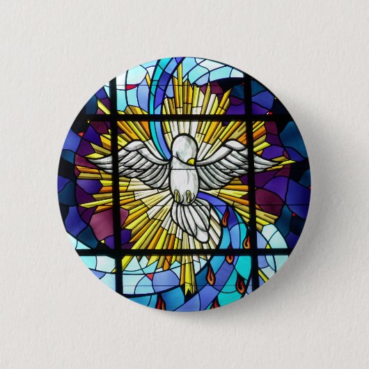 Glas in lood Dove of Peace Collectie Ronde Button 5,7 Cm (Voorkant)