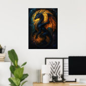 Glas in lood Dragon Fantasy Artwork Poster (Thuiskantoor)