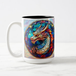Glas in lood Dragon Linkshandige Drinker Tweekleurige Koffiemok