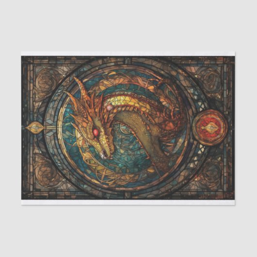 Glas in lood Dragon Tissuepapier (Voorkant)