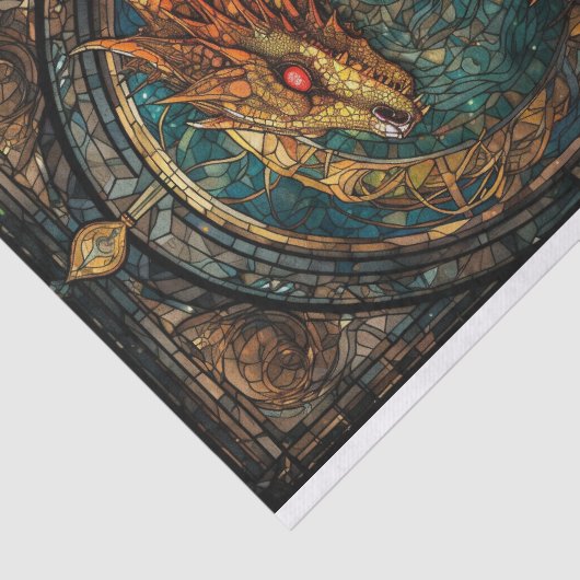 Glas in lood Dragon Tissuepapier (Detail)
