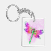 Glas in lood Dragonfly Art (roze) Sleutelhanger (Voorkant Links)