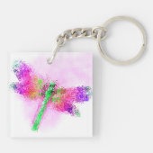 Glas in lood Dragonfly Art (roze) Sleutelhanger (Achterkant)