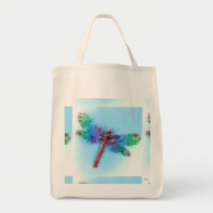 Glas in lood Dragonfly (blauw) Tote Bag