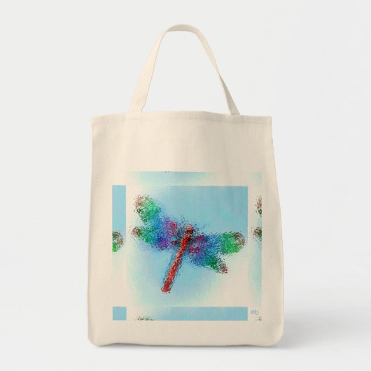 Glas in lood Dragonfly (blauw) Tote Bag (Voorkant)