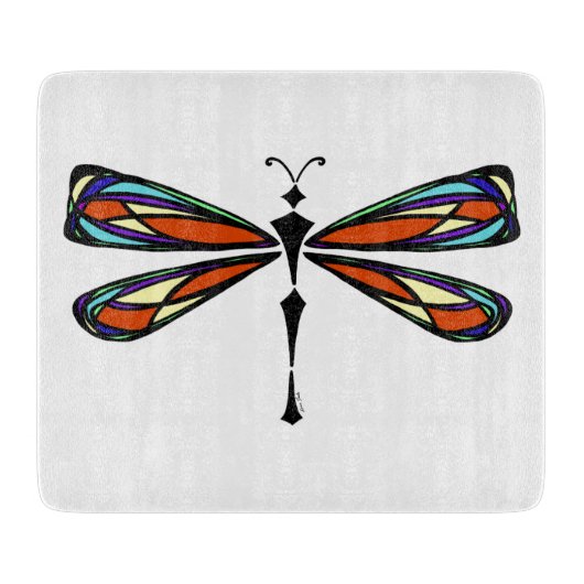 Glas in lood Dragonfly Decoratief Cutting Board Snijplank (Voorkant)