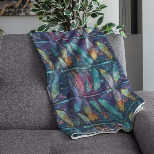 Glas in lood Dragonfly Design Fleece Deken