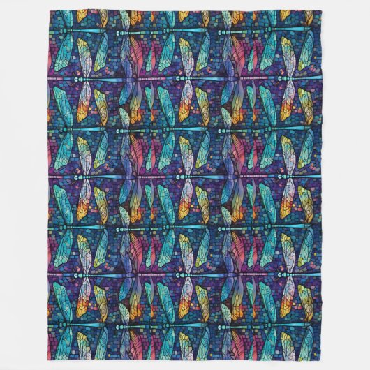 Glas in lood Dragonfly Design Fleece Deken (Voorkant)