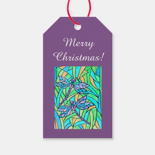 Glas in lood Dragonfly Gift Labels Cadeaulabel (Voorkant)