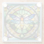 Glas in lood Dragonfly Glazen Onderzetter (Achterkant)