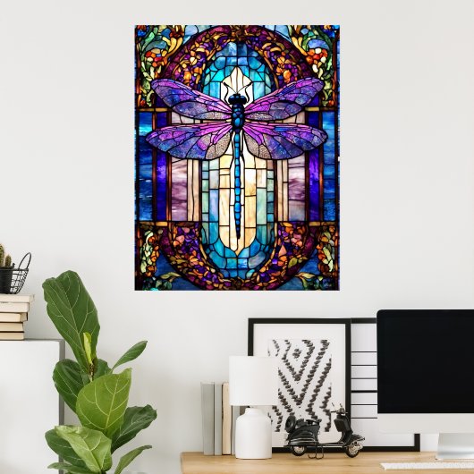 Glas in lood Dragonfly Poster (Thuiskantoor)