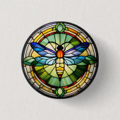 Glas in lood Dragonfly Ronde Button 3,2 Cm (Voorkant)